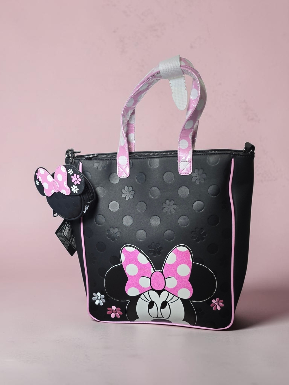 Loungefly Disney Minnie Mouse Floral Rock Dots Tote Crossbody Bag Coin Bag Nwt - Picture 1 of 4